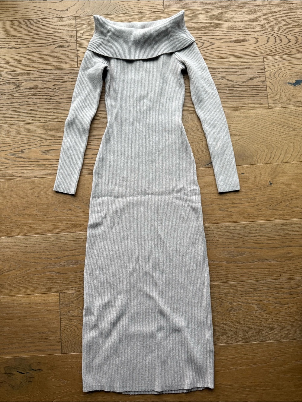 Abercrombie & Fitch Heather Beige Ribbed Midi Sweater Dress